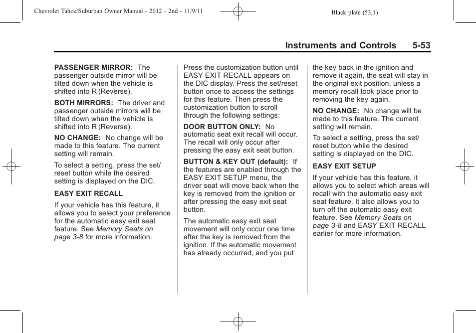 Instruments and controls 5-53 | CHEVROLET 2012 Suburban User Manual | Page 189 / 544