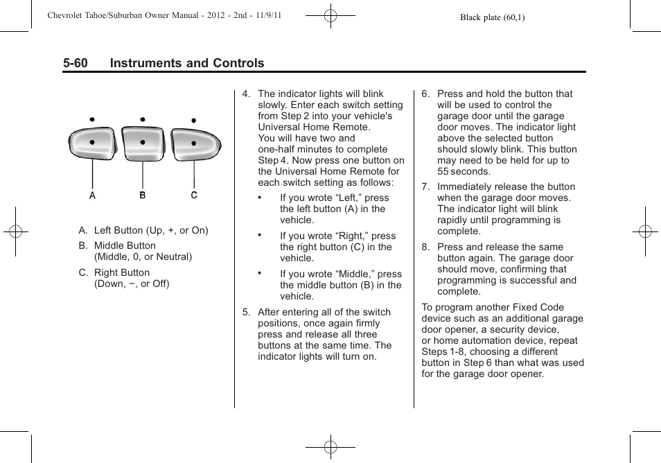 60 instruments and controls | CHEVROLET 2012 Suburban User Manual | Page 196 / 544