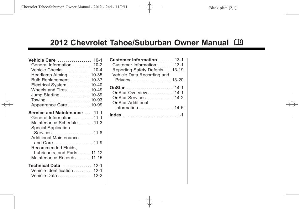 2012 chevrolet tahoe/suburban owner manual m | CHEVROLET 2012 Suburban User Manual | Page 2 / 544