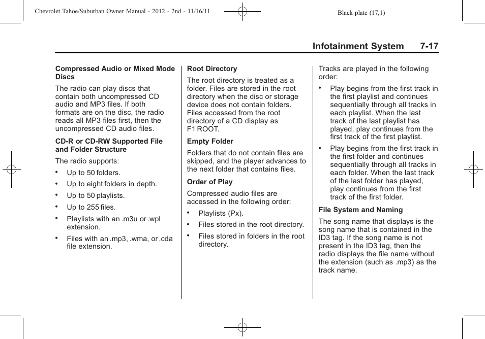 Infotainment system 7-17 | CHEVROLET 2012 Suburban User Manual | Page 225 / 544