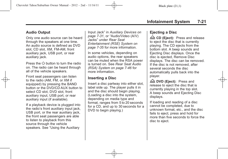 CHEVROLET 2012 Suburban User Manual | Page 229 / 544