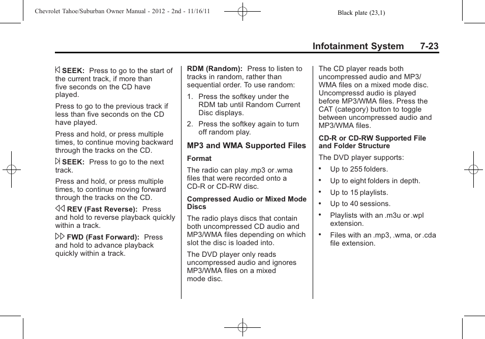 Infotainment system 7-23 | CHEVROLET 2012 Suburban User Manual | Page 231 / 544
