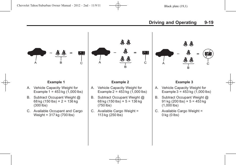 Driving and operating 9-19 | CHEVROLET 2012 Suburban User Manual | Page 297 / 544