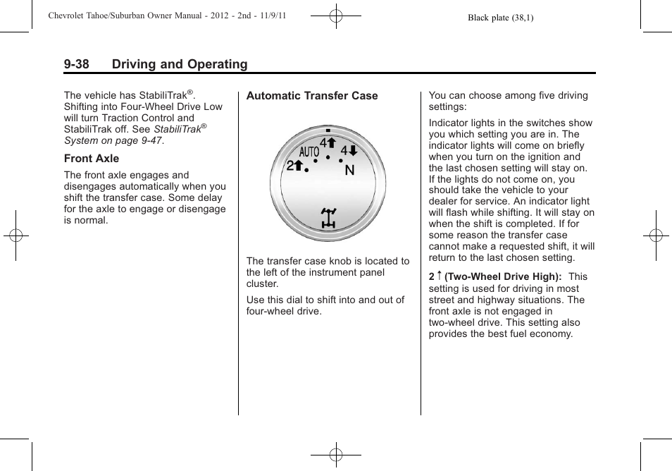 38 driving and operating | CHEVROLET 2012 Suburban User Manual | Page 316 / 544