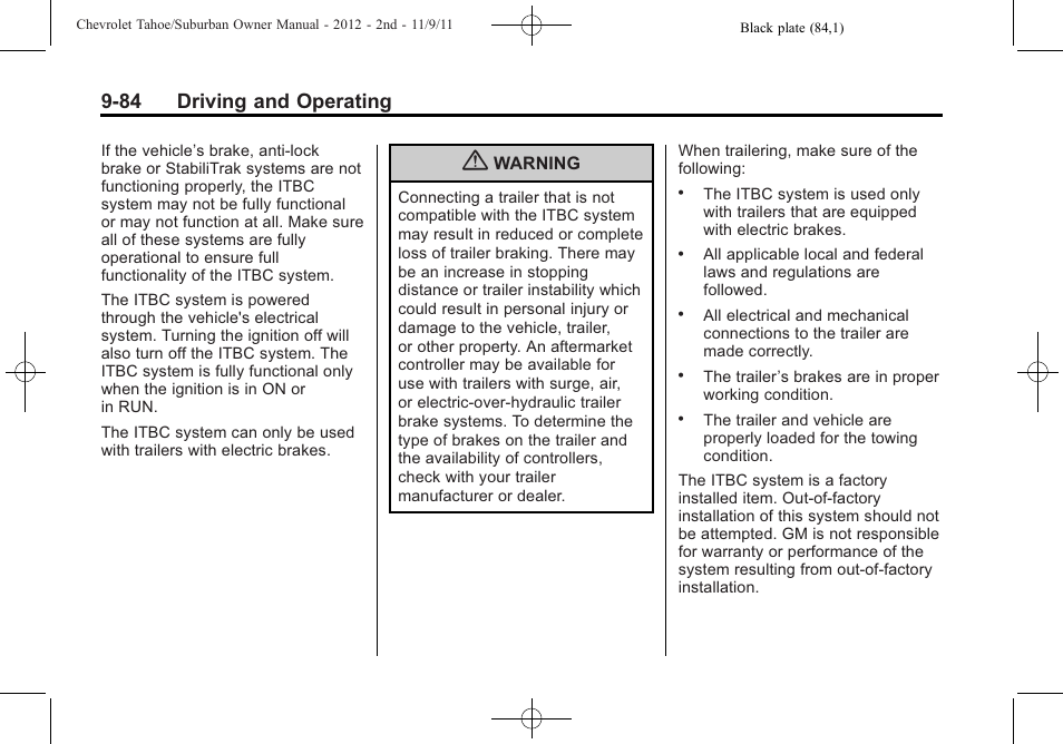 84 driving and operating | CHEVROLET 2012 Suburban User Manual | Page 362 / 544