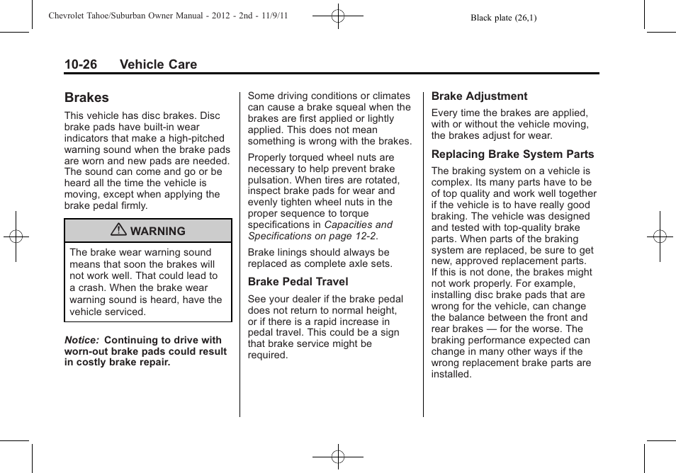 Brakes, Brakes -26, License | CHEVROLET 2012 Suburban User Manual | Page 398 / 544