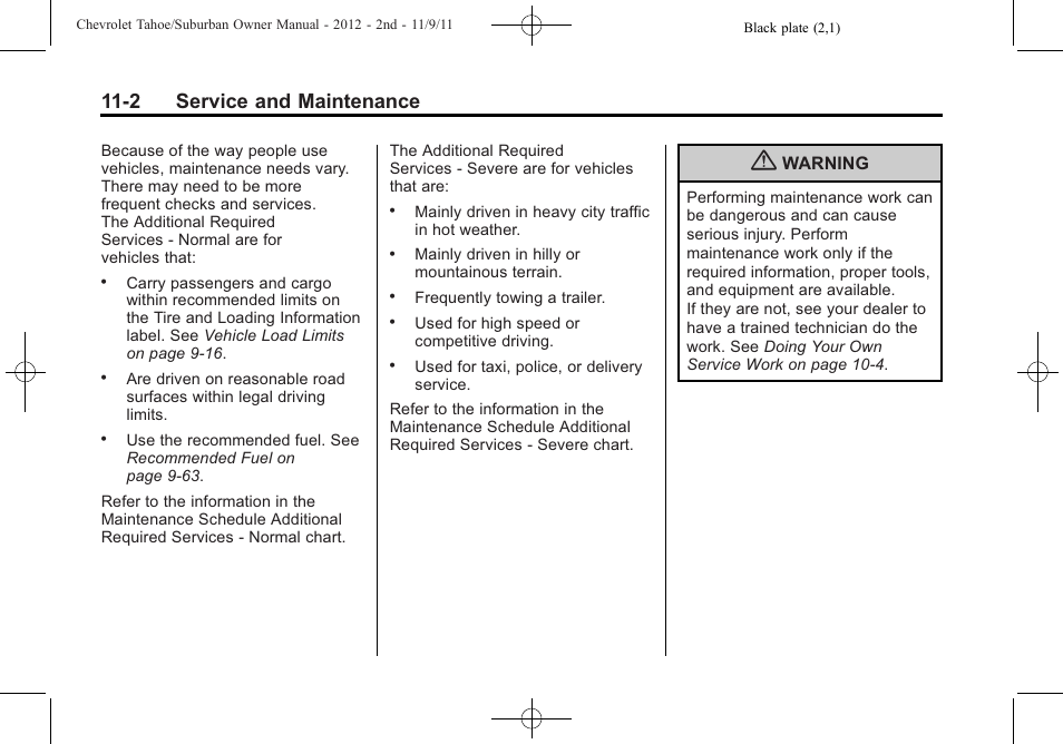 2 service and maintenance | CHEVROLET 2012 Suburban User Manual | Page 480 / 544