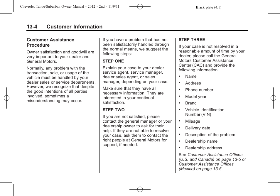 4 customer information | CHEVROLET 2012 Suburban User Manual | Page 504 / 544