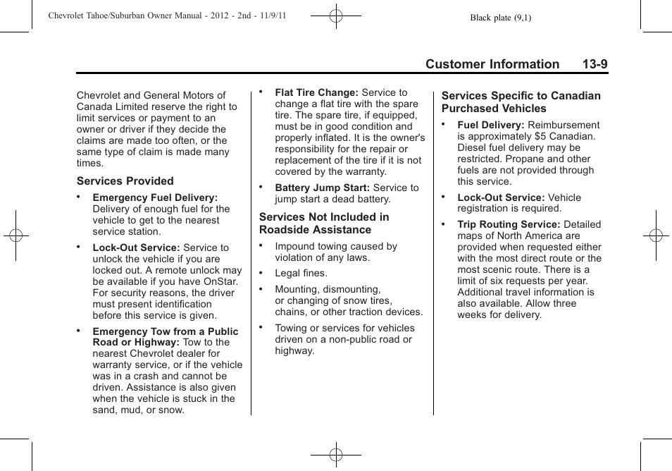 Customer information 13-9 | CHEVROLET 2012 Suburban User Manual | Page 509 / 544