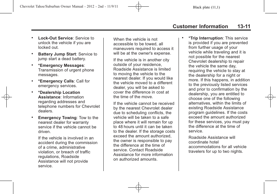 Customer information 13-11 | CHEVROLET 2012 Suburban User Manual | Page 511 / 544