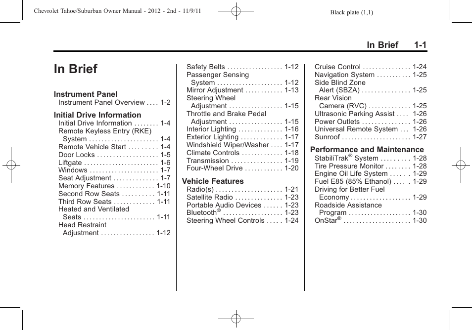 In brief, In brief -1 | CHEVROLET 2012 Suburban User Manual | Page 7 / 544