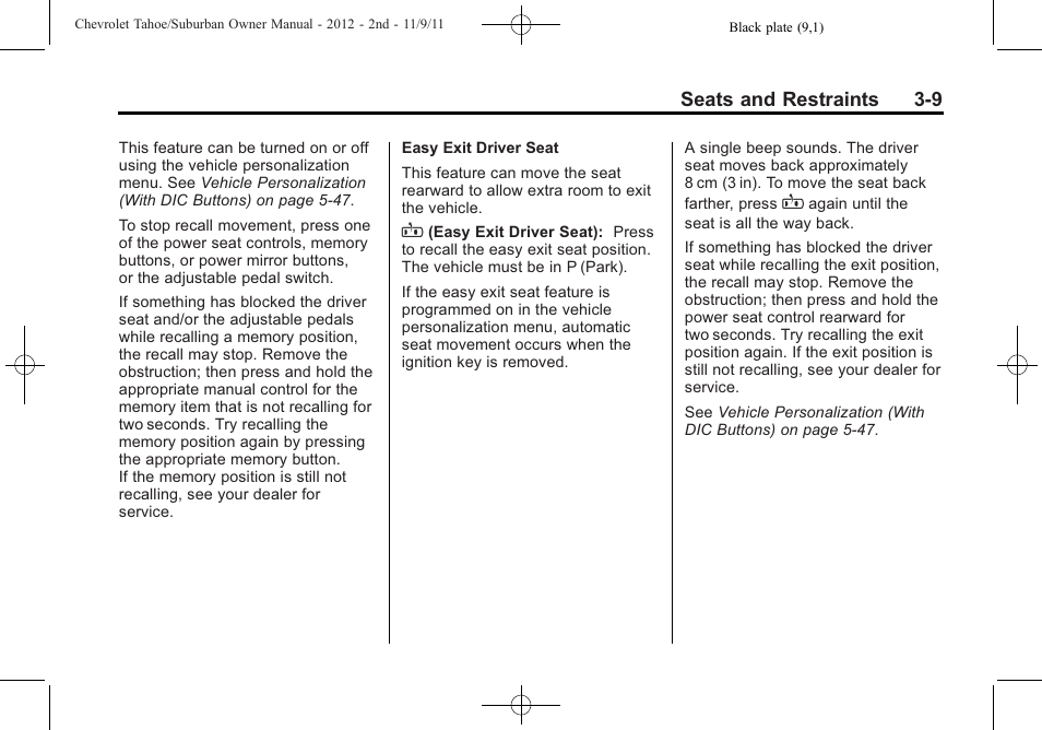 CHEVROLET 2012 Suburban User Manual | Page 71 / 544