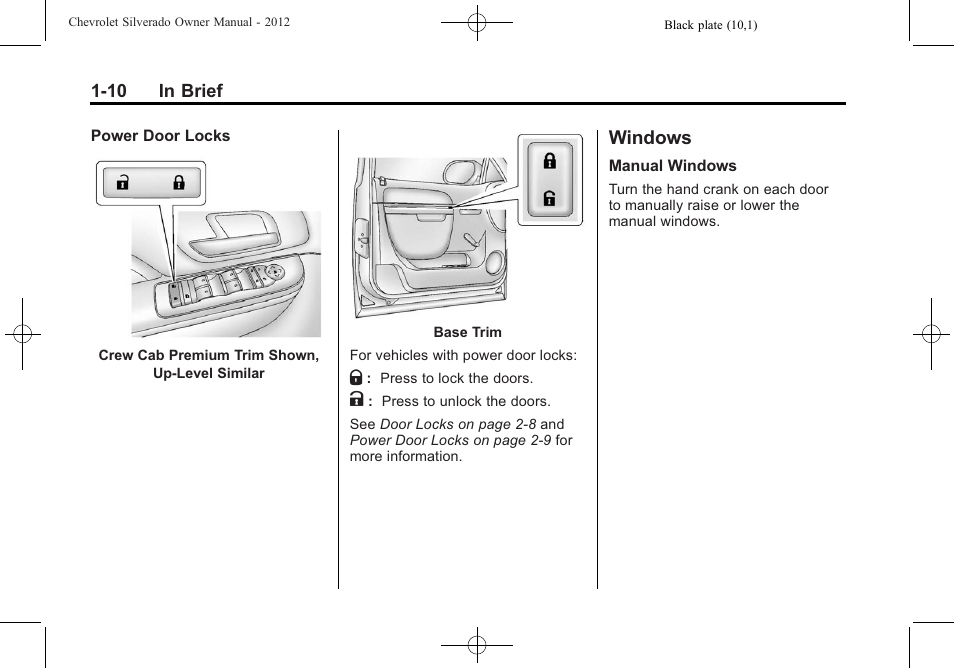 Windows, Windows -10, Radio(s) | CHEVROLET 2012 Silverado User Manual | Page 16 / 608