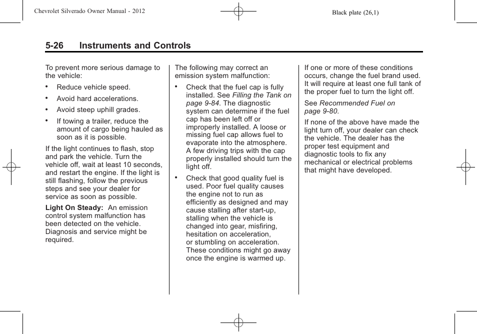 26 instruments and controls | CHEVROLET 2012 Silverado User Manual | Page 174 / 608