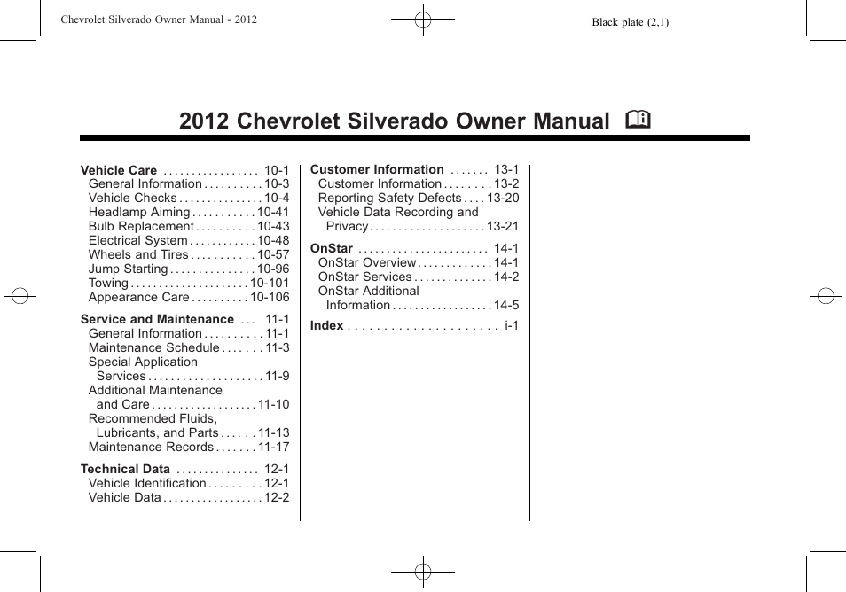 2012 chevrolet silverado owner manual m | CHEVROLET 2012 Silverado User Manual | Page 2 / 608