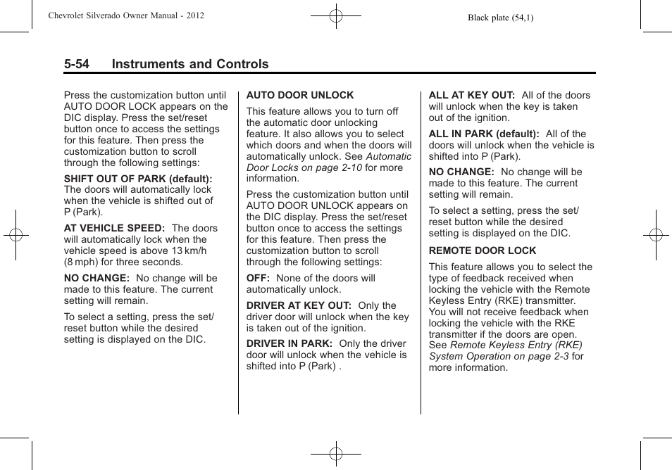 54 instruments and controls | CHEVROLET 2012 Silverado User Manual | Page 202 / 608