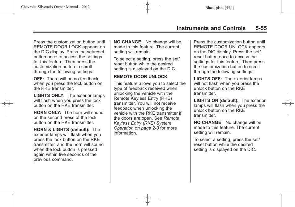 Instruments and controls 5-55 | CHEVROLET 2012 Silverado User Manual | Page 203 / 608