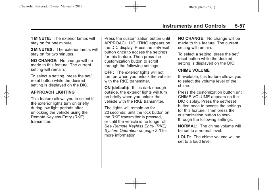 Instruments and controls 5-57 | CHEVROLET 2012 Silverado User Manual | Page 205 / 608