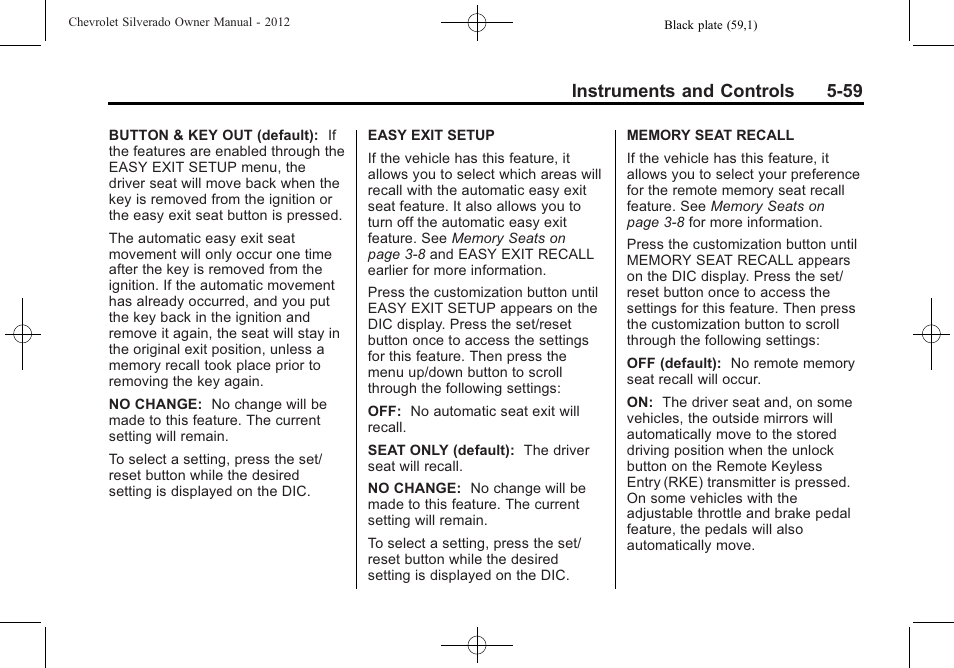 Instruments and controls 5-59 | CHEVROLET 2012 Silverado User Manual | Page 207 / 608