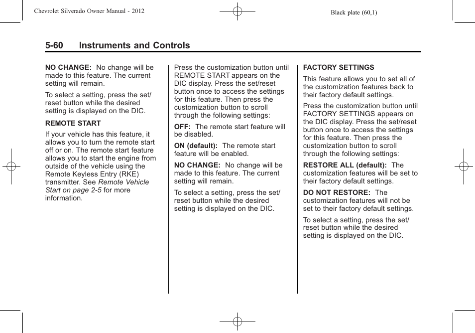 60 instruments and controls | CHEVROLET 2012 Silverado User Manual | Page 208 / 608