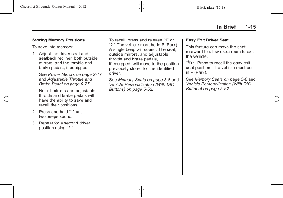 CHEVROLET 2012 Silverado User Manual | Page 21 / 608