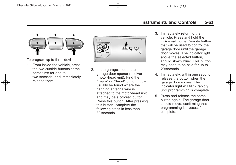 Instruments and controls 5-63 | CHEVROLET 2012 Silverado User Manual | Page 211 / 608