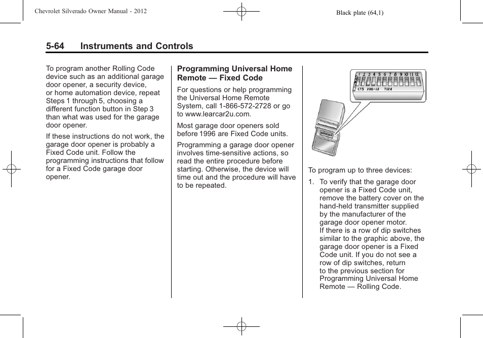 64 instruments and controls | CHEVROLET 2012 Silverado User Manual | Page 212 / 608