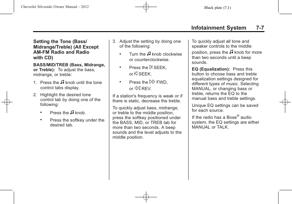 Infotainment system 7-7 | CHEVROLET 2012 Silverado User Manual | Page 235 / 608