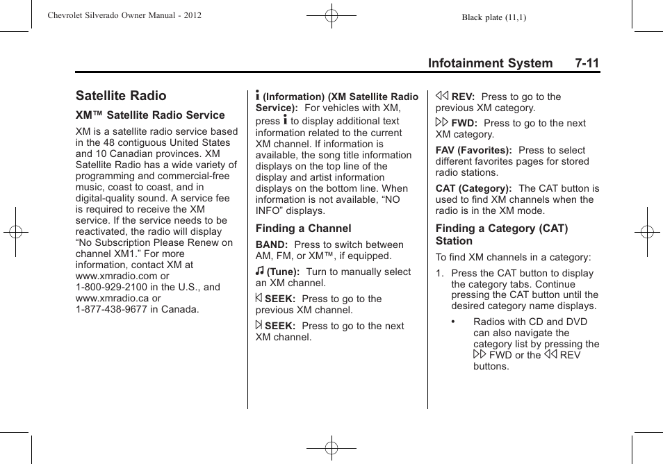 Satellite radio, Satellite radio -11, Agreements | CHEVROLET 2012 Silverado User Manual | Page 239 / 608