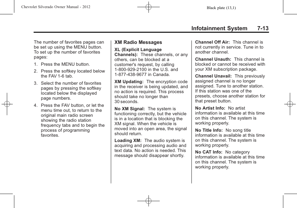 Infotainment system 7-13 | CHEVROLET 2012 Silverado User Manual | Page 241 / 608