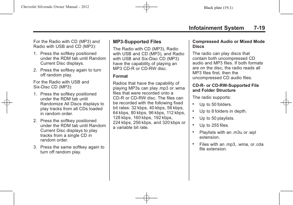 Infotainment system 7-19 | CHEVROLET 2012 Silverado User Manual | Page 247 / 608