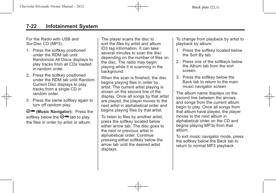 22 infotainment system | CHEVROLET 2012 Silverado User Manual | Page 250 / 608