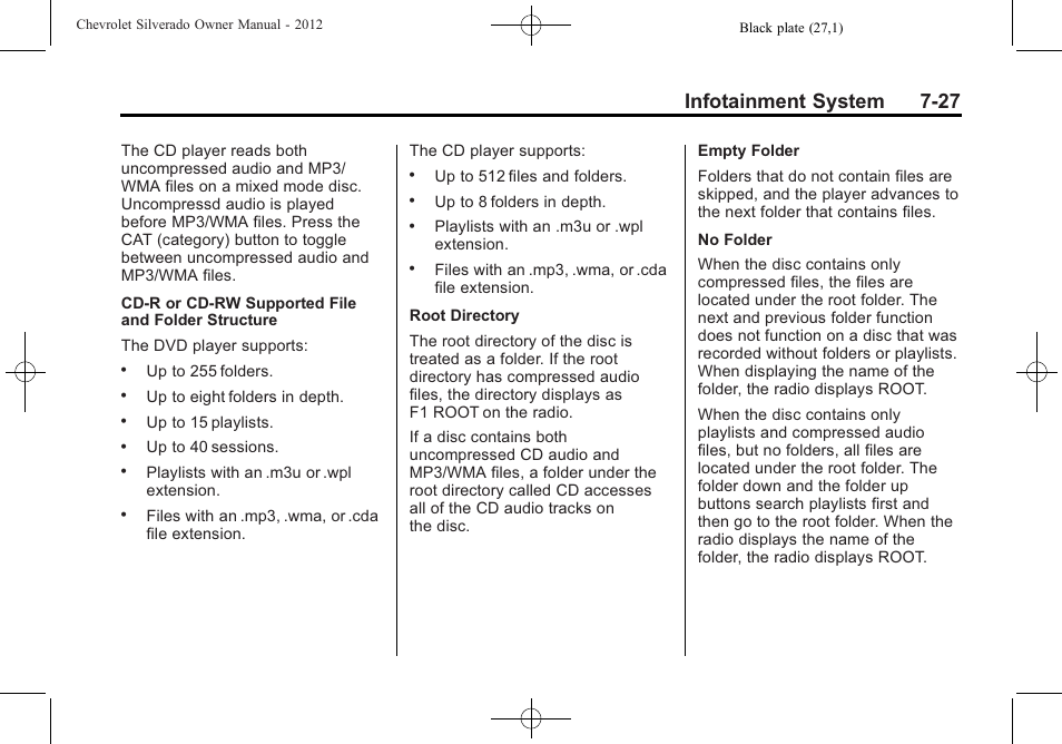 Infotainment system 7-27 | CHEVROLET 2012 Silverado User Manual | Page 255 / 608