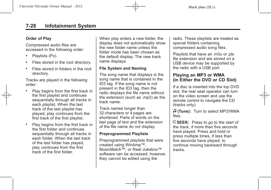 28 infotainment system | CHEVROLET 2012 Silverado User Manual | Page 256 / 608