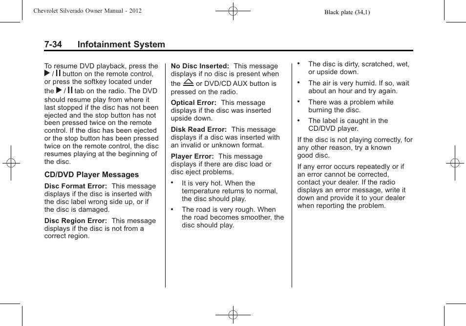 34 infotainment system | CHEVROLET 2012 Silverado User Manual | Page 262 / 608