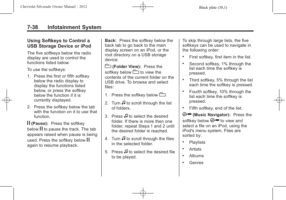 38 infotainment system | CHEVROLET 2012 Silverado User Manual | Page 266 / 608