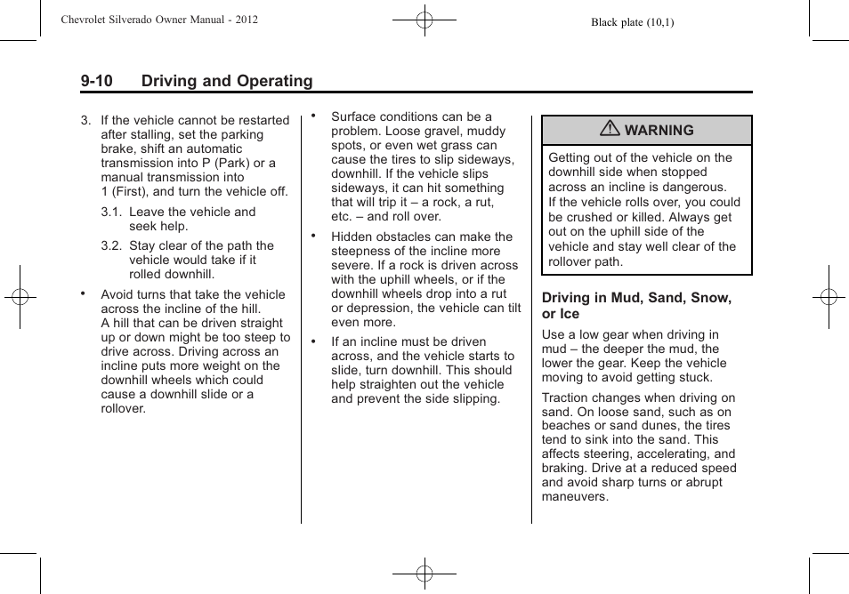 10 driving and operating | CHEVROLET 2012 Silverado User Manual | Page 310 / 608