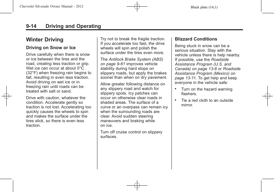 Winter driving, Winter driving -14, Automatic | 14 driving and operating | CHEVROLET 2012 Silverado User Manual | Page 314 / 608