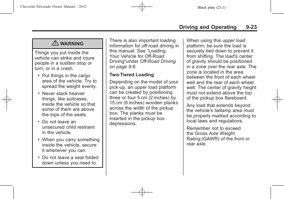 Driving and operating 9-23 | CHEVROLET 2012 Silverado User Manual | Page 323 / 608