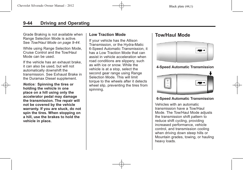 Tow/haul mode, Ow/haul mode -44 | CHEVROLET 2012 Silverado User Manual | Page 344 / 608