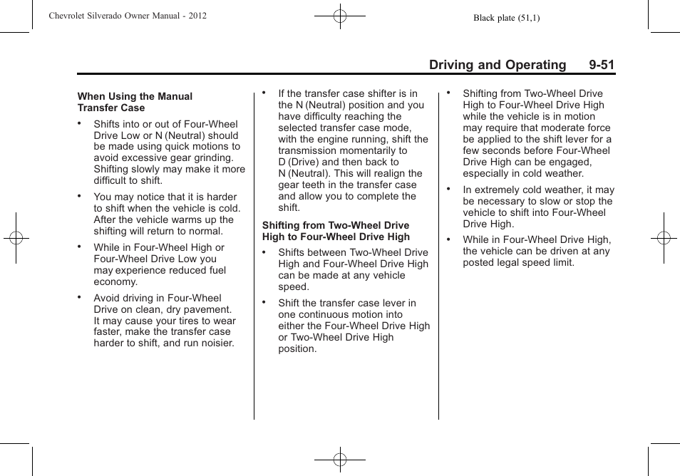 Driving and operating 9-51 | CHEVROLET 2012 Silverado User Manual | Page 351 / 608