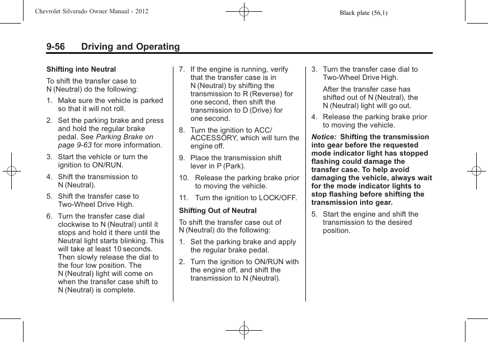 56 driving and operating | CHEVROLET 2012 Silverado User Manual | Page 356 / 608
