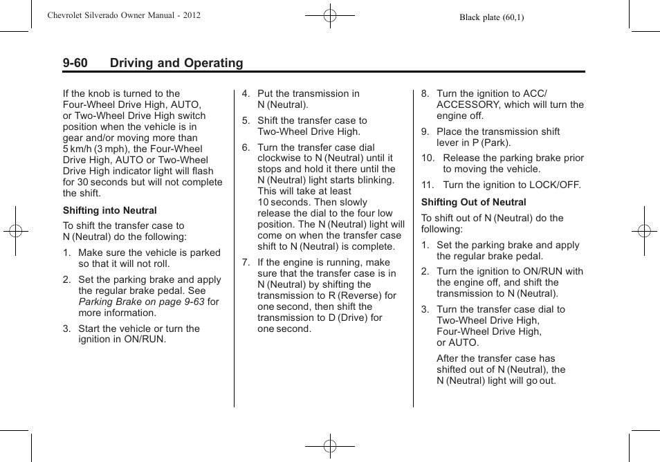 60 driving and operating | CHEVROLET 2012 Silverado User Manual | Page 360 / 608