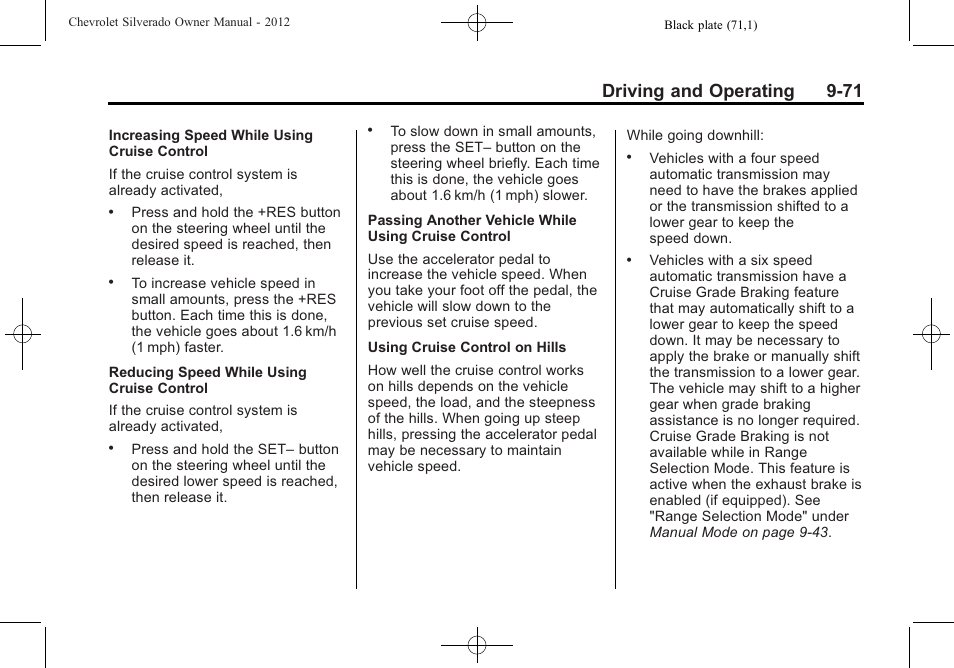 Driving and operating 9-71 | CHEVROLET 2012 Silverado User Manual | Page 371 / 608