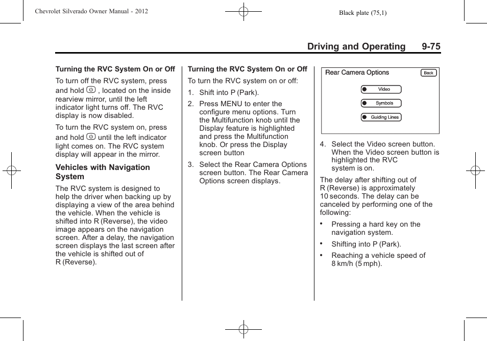 Driving and operating 9-75 | CHEVROLET 2012 Silverado User Manual | Page 375 / 608