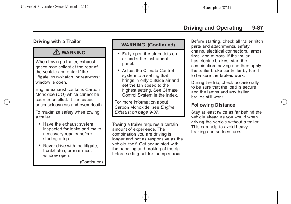 Driving and operating 9-87 | CHEVROLET 2012 Silverado User Manual | Page 387 / 608