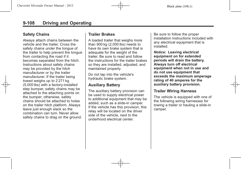 108 driving and operating | CHEVROLET 2012 Silverado User Manual | Page 408 / 608