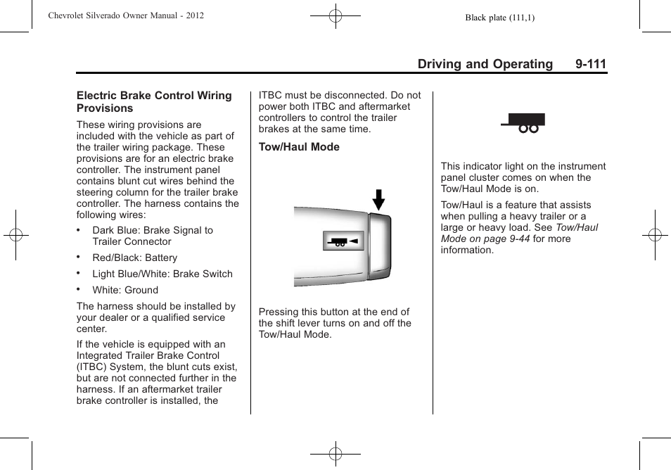Driving and operating 9-111 | CHEVROLET 2012 Silverado User Manual | Page 411 / 608
