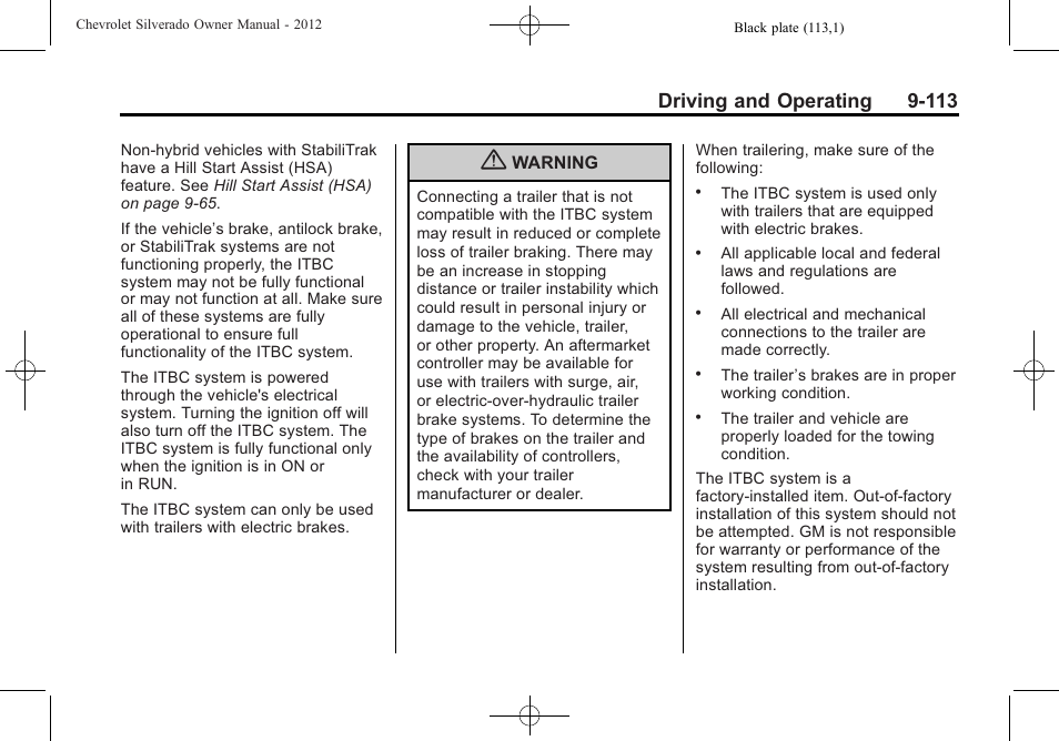 Driving and operating 9-113 | CHEVROLET 2012 Silverado User Manual | Page 413 / 608