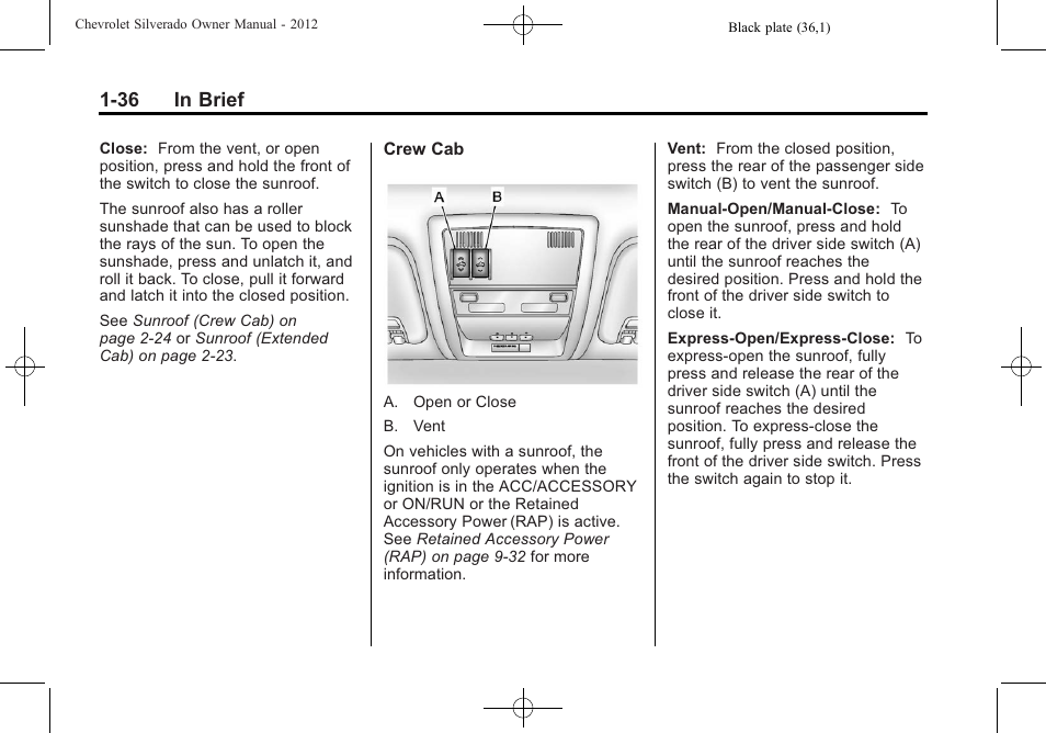 36 in brief | CHEVROLET 2012 Silverado User Manual | Page 42 / 608